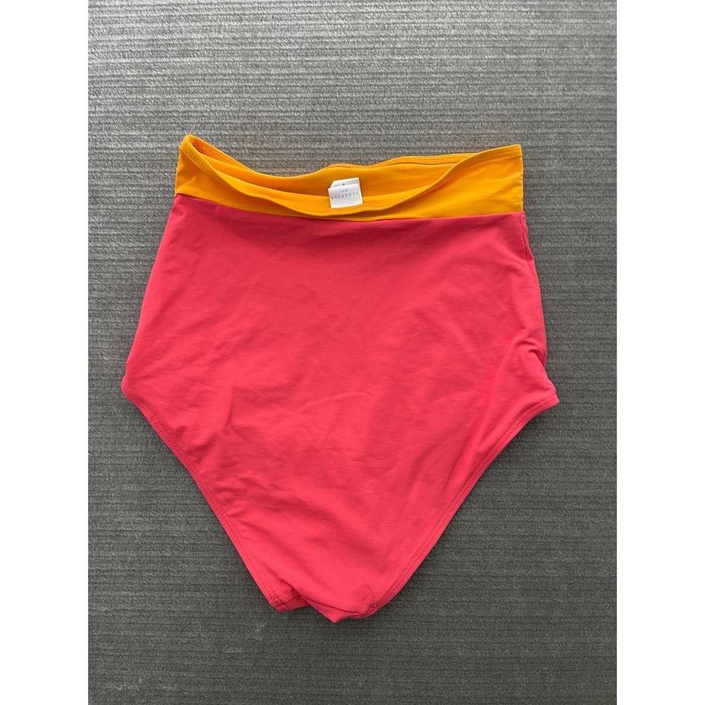 Flagpole NYC Arden High Waist Bikini Bottoms Size S in Magenta/ Mango Vacation